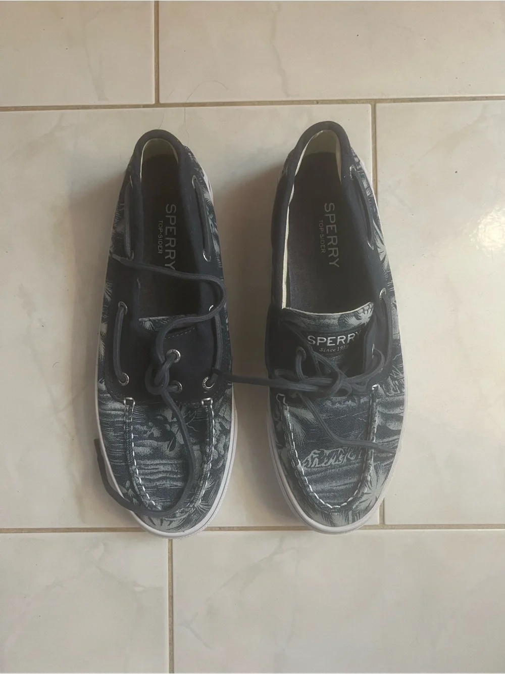 Sperry Top-Sider Men’s Navy Patterned Canvas Boat Shoes